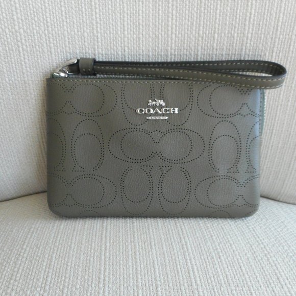 Coach Perforated Signature Corner Zip Wristlet - Picture 1 of 4